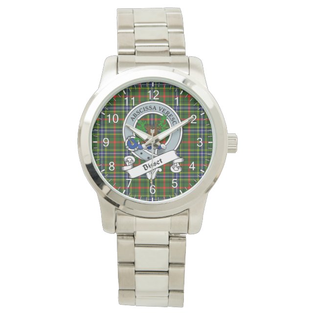 Classic Timeless Clan Bisset Badge Tartan Plaid Watch (Front)
