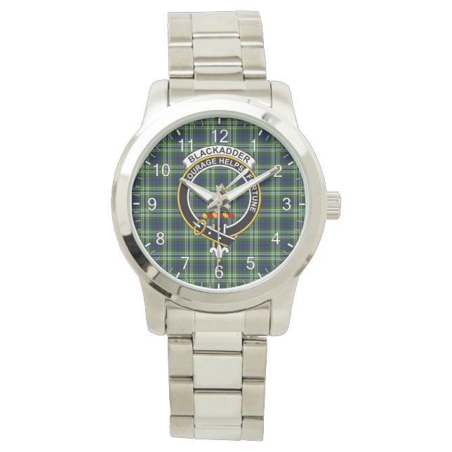 Classic Timeless Clan Blackadder Tartan Badge Watch (Front)