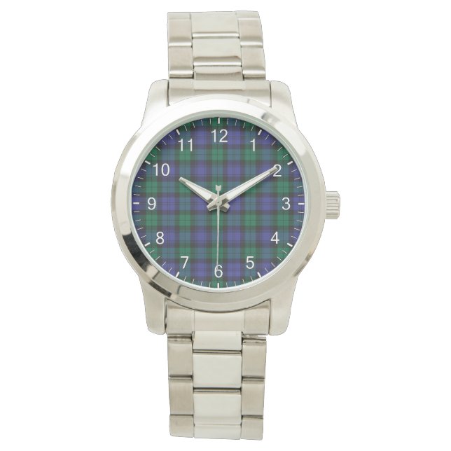 Classic Timeless Clan Blackwatch Tartan Plaid Gift Watch (Front)