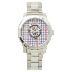 Classic Timeless Clan Boswell Modern Tartan Badge Watch