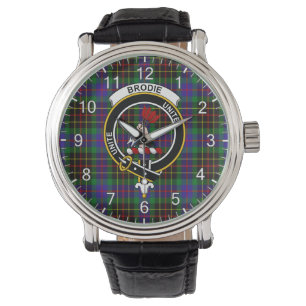 Classic Timeless Clan Brodie Hunting Tartan Badge Watch