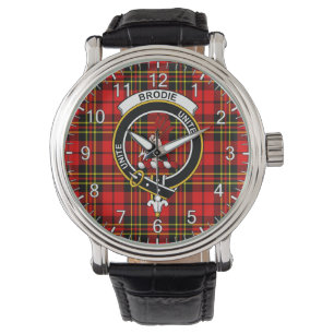 Classic Timeless Clan Brodie Red Tartan Badge Watch