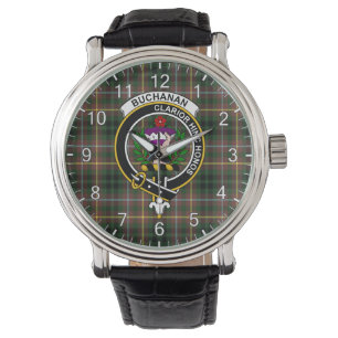 Classic Timeless Clan Buchanan Hunting Tartan Badg Watch