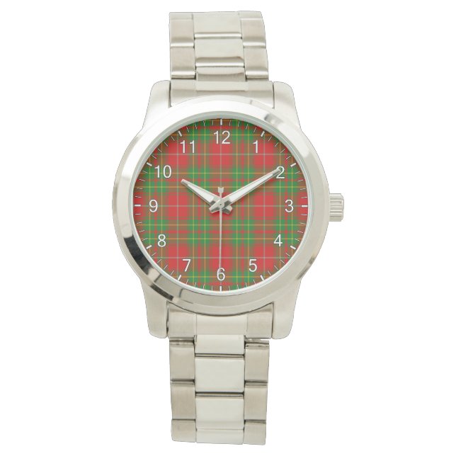 Classic Timeless Clan Burnett Ancient Tartan Plaid Watch (Front)