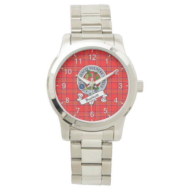 Classic Timeless Clan Burnett Modern Badge  Tartan Watch (Front)