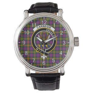 Classic Timeless Clan Carnegie Tartan Badge Plaid  Watch
