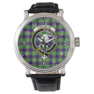 Classic Timeless Clan Colville Tartan Badge Plaid  Watch