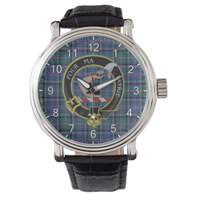 Classic Timeless Clan Cooper Tartan Badge Plaid Watch (Front)