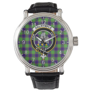 Classic Timeless Clan Dalrymple Tartan Badge Plaid Watch
