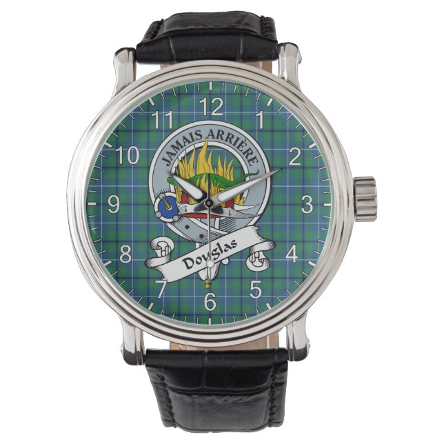 Classic Timeless Clan Douglas Ancient Badge Tartan Watch (Front)