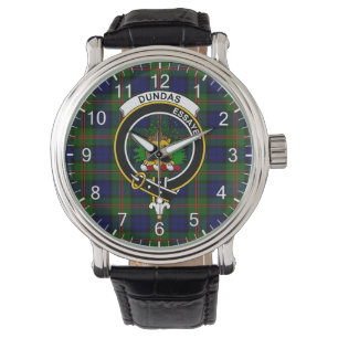 Classic Timeless Clan Dundas Tartan Badge Plaid Watch