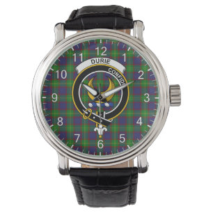 Classic Timeless Clan Durie Tartan Badge Plaid Watch