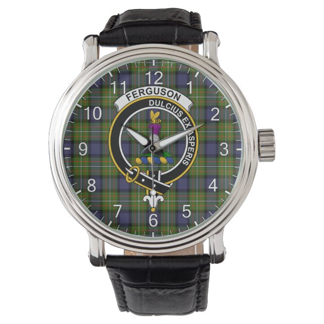Classic Timeless Clan Ferguson Tartan Badge Plaid  Watch (Front)