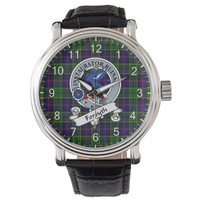 Classic Timeless Clan Forsyth Badge Tartan Watch (Front)