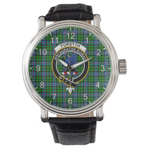 Classic Timeless Clan Forsyth Modern Tartan Badge  Watch