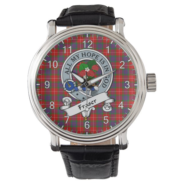 Classic Timeless Clan Fraser Badge Tartan Watch (Front)