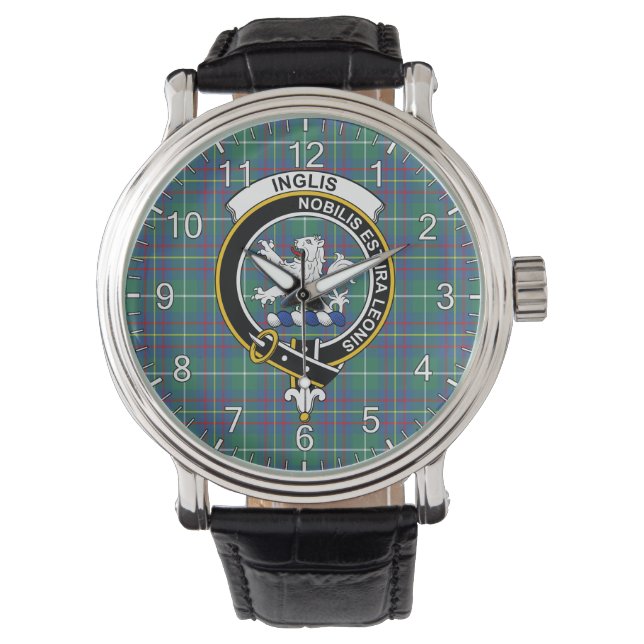 Classic Timeless Clan Inglis Ancient Tartan Badge  Watch (Front)