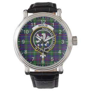 Classic Timeless Clan Inglis Tartan Badge Plaid Watch