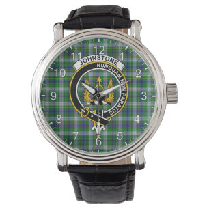 Classic Timeless Clan Johnston Dress Tartan Badge  Watch