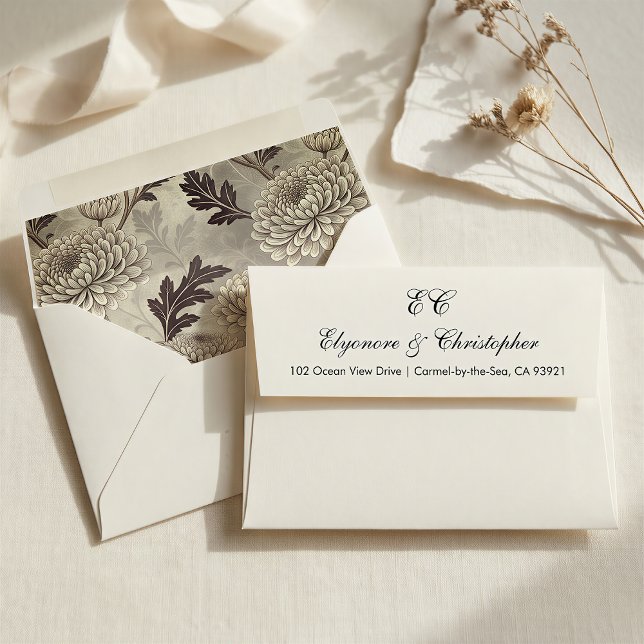 Classic Timeless Ivory Floral Calligraphy Wedding Envelope (Creator Uploaded)
