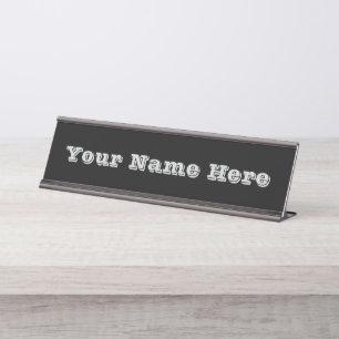 Classic Timeless Traditional Black Solid Colour Desk Name Plate