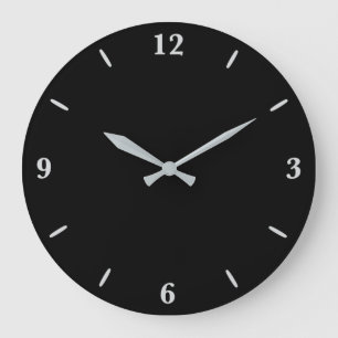 Classic Timeless Traditional Black Solid Colour  Large Clock