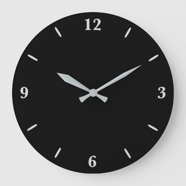 Classic Timeless Traditional Black Solid Colour  Large Clock (Front)