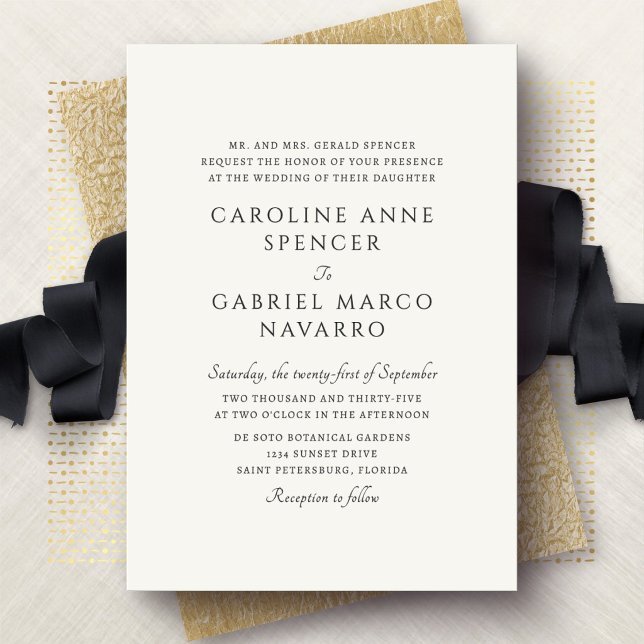Classic Timeless Traditional Wedding Invitation (Creator Uploaded)