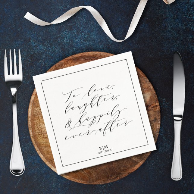 Classic To Love Laughter Quote Wedding Paper Napkin (Creator Uploaded)
