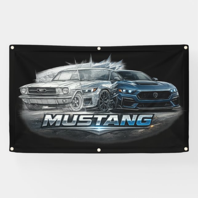 Classic to Modern Mustang Muscle Car Evolution Banner (Horizontal)