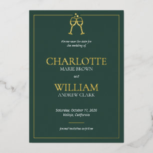 Classic toast glasses wedding save the date