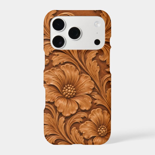 Classic Tooled Floral Leather iPhone Case (Back)