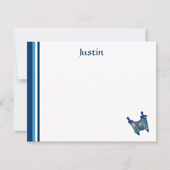 Classic Torah Thank You Flat Note Card (Front)