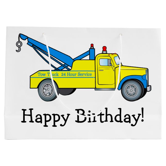 Classic Tow Truck Happy Birthday Large Gift Bag (Back)