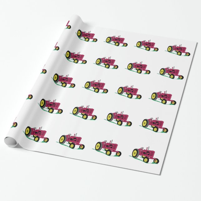 Classic Tractor Wrapping Paper (Unrolled)