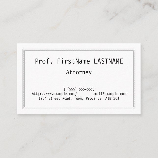 Classic, Traditional Business Card (Front)