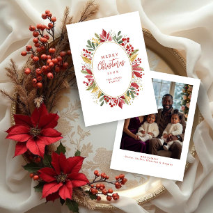 Classic Traditional Christmas Botanical Oval Frame Holiday Card
