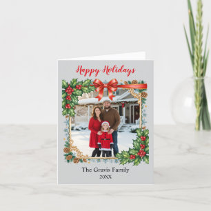Classic Traditional Custom Family Photo Christmas Holiday Card