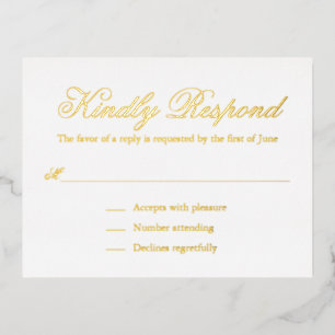 Classic Traditional Elegant Foil Wedding RSVP Card