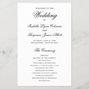 Classic Traditional Elegant Wedding Program Flyer