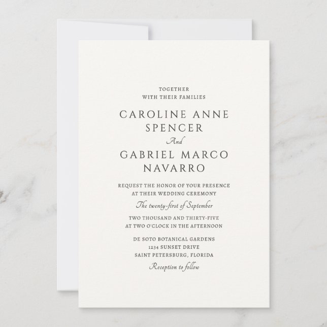 Classic Traditional Formal Wedding Invitation (Front)