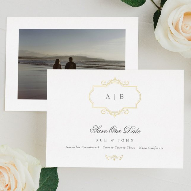 classic traditional gold wedding save the date (Creator Uploaded)