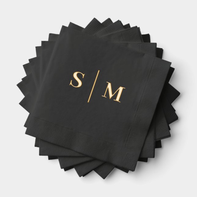 Classic Traditional Monogram Wedding Foil Napkins (Insitu (Stacked))