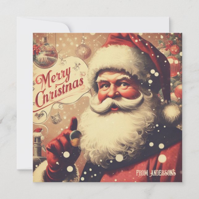 Classic traditional retro illustration Santa Claus Holiday Card (Front)