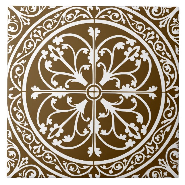 Classic Traditional Stylish Elegant Abstract Brown Ceramic Tile (Front)