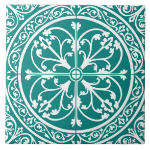 Classic Traditional Stylish Elegant Abstract Teal Ceramic Tile