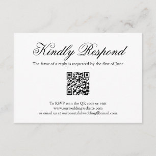 Classic Tradtional QR Code Elegant Wedding RSVP Card