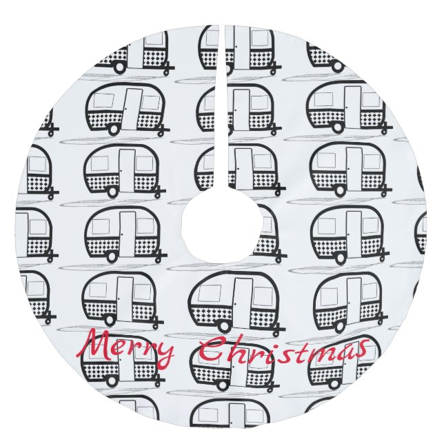 Classic Travel Trailer Caravan Thunder_Cove Brushed Polyester Tree Skirt (Front)