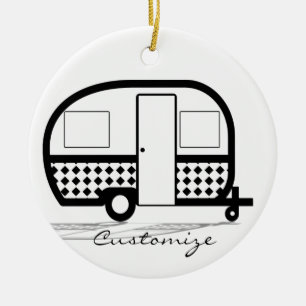 Classic travel trailer caravan Thunder_Cove Ceramic Ornament