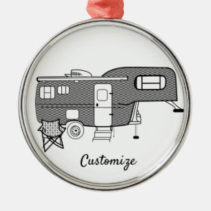 Classic Travel Trailer Caravan Thunder_Cove Metal Ornament